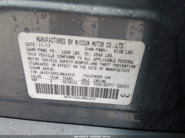 Продажа на аукционе авто 2018 Infiniti Q50 3.0t Luxe, vin: JN1EV7AR2JM442031, номер лота: 45209216