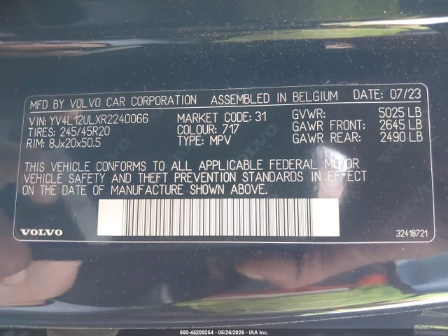 Aukcja sprzedaży 2024 Volvo Xc40 B5 Plus Dark Theme, vin: YV4L12ULXR2240066, numer aukcji: 45209254