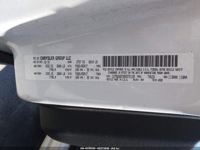 Продаж на аукціоні авто 2011 Ram Dakota Bighorn/lonestar, vin: 1D7RW3GP2BS572128, номер лоту: 45209358