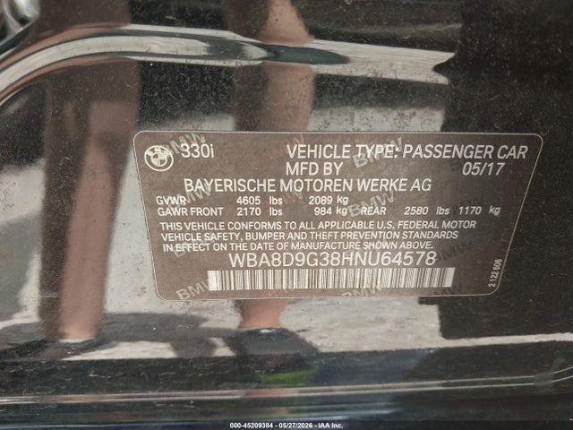 WBA8D9G38HNU64578 BMW 330i Xdrive