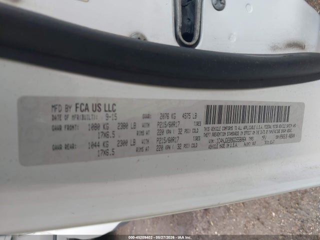 45209402 :رقم المزاد ، 1C4NJDEB9GD558064 vin ، 2016 Jeep Compass High Altitude Edition مزاد بيع