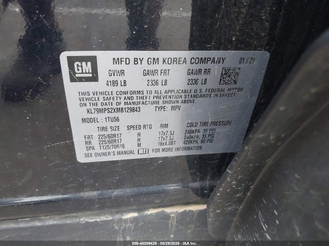 Продажа на аукционе авто 2021 Chevrolet Trailblazer Fwd Lt, vin: KL79MPS2XMB129843, номер лота: 45209426