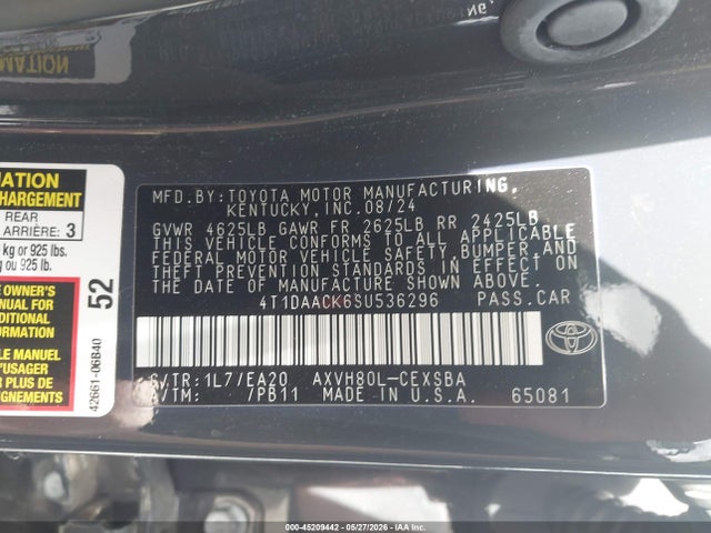 Toyota CAMRY SE 2025 4T1DAACK6SU536296 Image 9