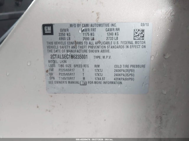 2011 Gmc Terrain Sle-2 მანქანა იყიდება აუქციონზე, vin: 2CTALSEC1B6235001, აუქციონის ნომერი: 45209476
