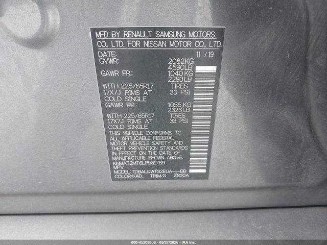 KNMAT2MT6LP531789 Nissan Rogue Sv Fwd