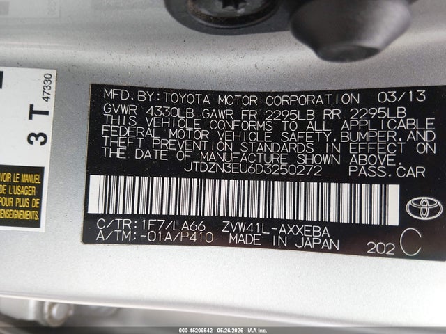 Aukcja sprzedaży 2013 Toyota Prius V Five, vin: JTDZN3EU6D3250272, numer aukcji: 45209542