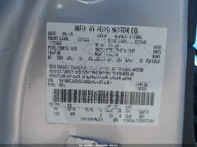 Auction sale of the 2011 Ford Escape Xlt, vin: 1FMCU9DG6BKA57691, lot number: 45209627