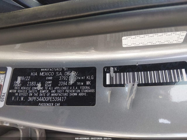 45209640 :رقم المزاد ، 3KPF54AD0PE539417 vin ، 2023 Kia Forte Gt-line مزاد بيع
