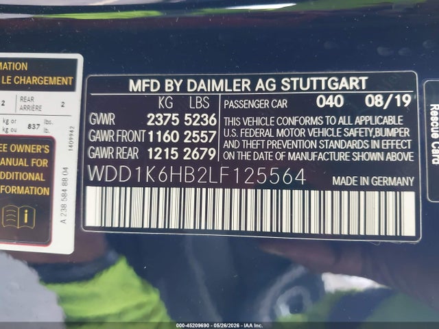 Aukcja sprzedaży 2020 Mercedes-benz E 450, vin: WDD1K6HB2LF125564, numer aukcji: 45209690