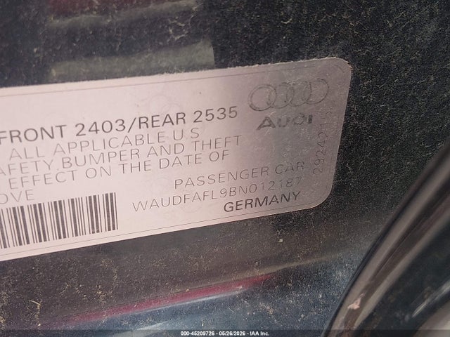Aukcja sprzedaży 2011 Audi A4 2.0t Premium, vin: WAUDFAFL9BN012187, numer aukcji: 45209726