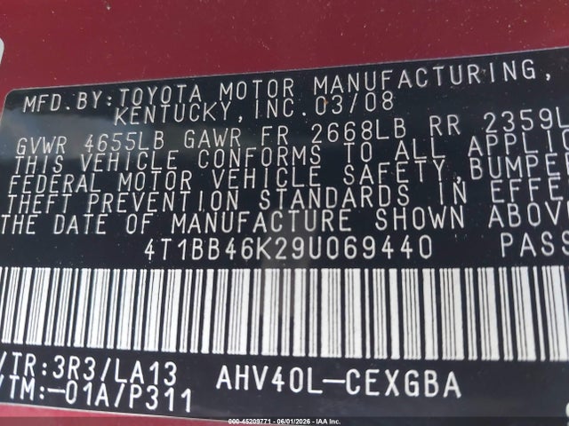 Aukcja sprzedaży 2009 Toyota Camry Hybrid, vin: 4T1BB46K29U069440, numer aukcji: 45209771