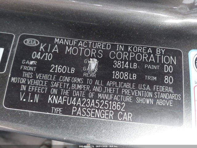 Продаж на аукціоні авто 2010 Kia Forte Ex, vin: KNAFU4A23A5251862, номер лоту: 45209776