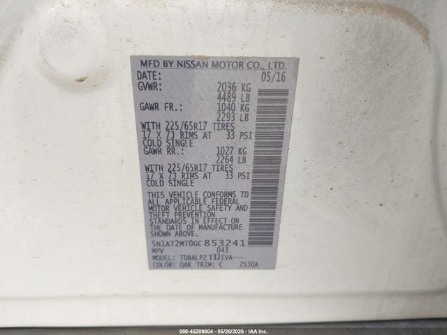 Продажа на аукционе авто 2016 Nissan Rogue S, vin: 5N1AT2MT0GC853241, номер лота: 45209804