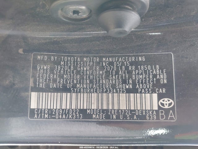 Toyota Corolla S Plus 2015 5YFBURHE0FP334125 Image 9