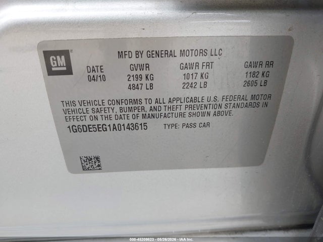 Продаж на аукціоні авто 2010 Cadillac Cts Luxury, vin: 1G6DE5EG1A0143615, номер лоту: 45209823
