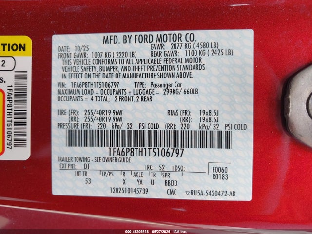 Ford Mustang Ecoboost Premium Fastback 2026 1FA6P8TH1T5106797 Image 9