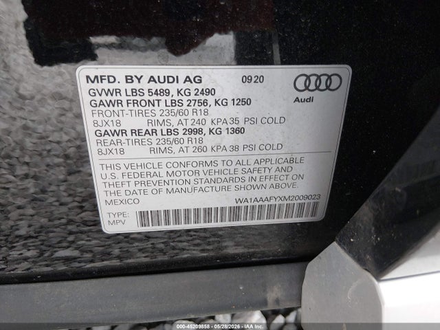 Aukcja sprzedaży 2021 Audi Q5 Premium 45 Tfsi Quattro S Tronic, vin: WA1AAAFYXM2009023, numer aukcji: 45209858