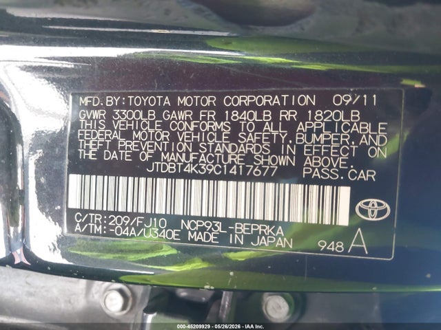 Продажа на аукционе авто 2012 Toyota Yaris, vin: JTDBT4K39C1417677, номер лота: 45209929