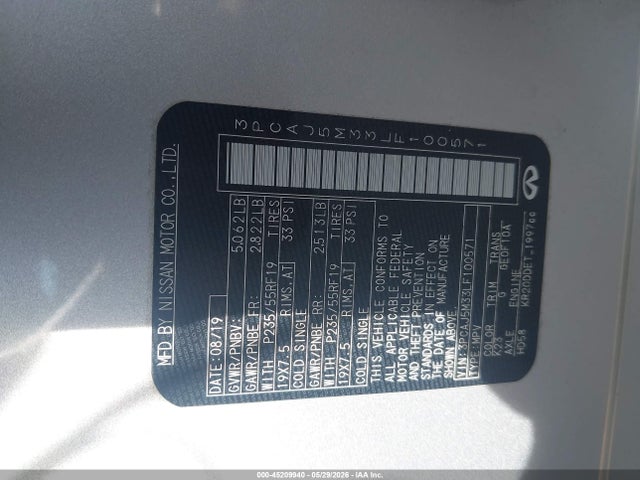Aukcja sprzedaży 2020 Infiniti Qx50 Luxe Awd, vin: 3PCAJ5M33LF100571, numer aukcji: 45209940