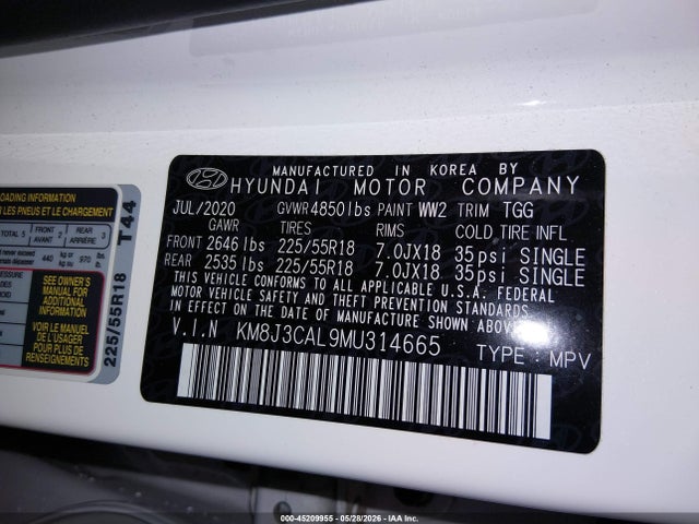 Hyundai TUCSON SEL 2021 KM8J3CAL9MU314665 Image 9