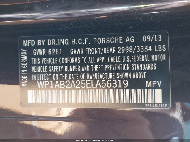 Porsche CAYENNE S 2014 WP1AB2A25ELA56319 Image 9
