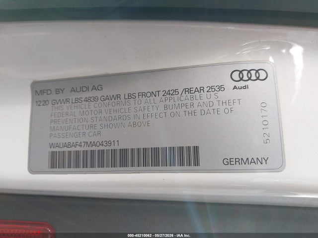 WAUABAF47MA043911 Audi A4 Premium 40 Tfsi Quattro S Tronic