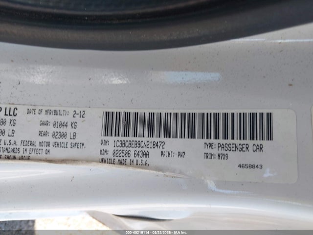 2012 Chrysler 200 Touring მანქანა იყიდება აუქციონზე, vin: 1C3BCBEB9CN218472, აუქციონის ნომერი: 45210114