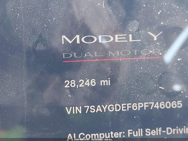2023 Tesla Model Y Performance Dual Motor All-wheel Drive მანქანა იყიდება აუქციონზე, vin: 7SAYGDEF6PF746065, აუქციონის ნომერი: 45210167