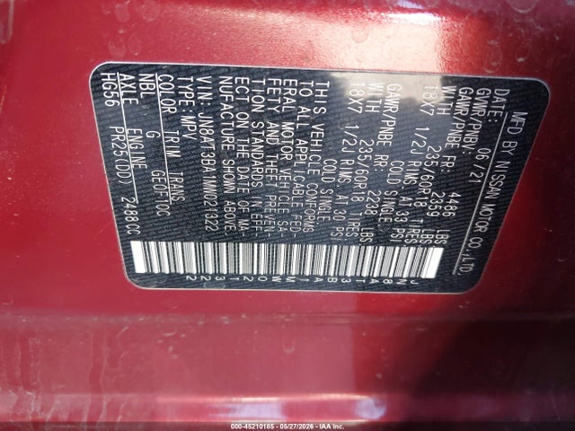 JN8AT3BA1MW021322 Nissan Rogue Sv Fwd