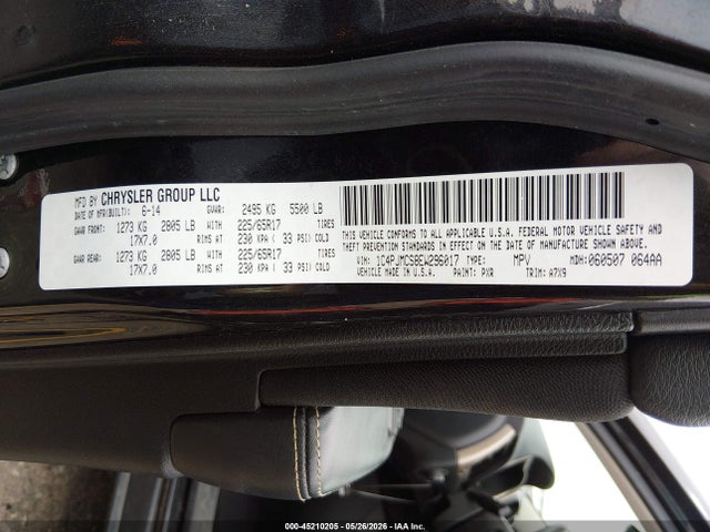 2014 Jeep Cherokee Latitude მანქანა იყიდება აუქციონზე, vin: 1C4PJMCS8EW296017, აუქციონის ნომერი: 45210205