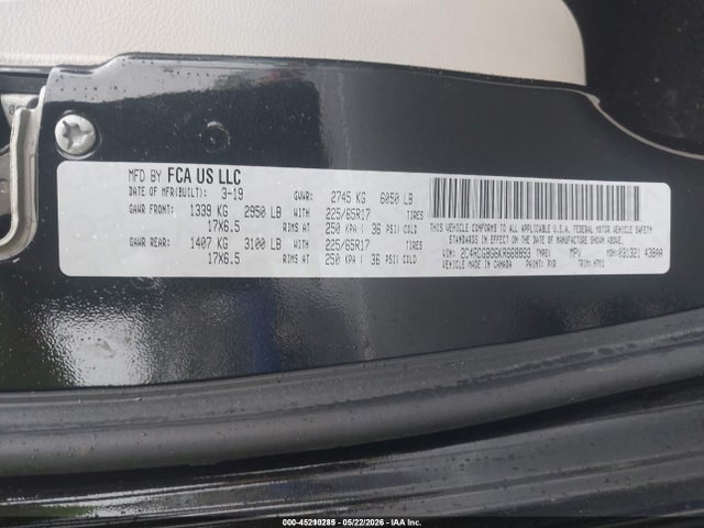 2019 Dodge Grand Caravan Se მანქანა იყიდება აუქციონზე, vin: 2C4RDGBG6KR668893, აუქციონის ნომერი: 45210285