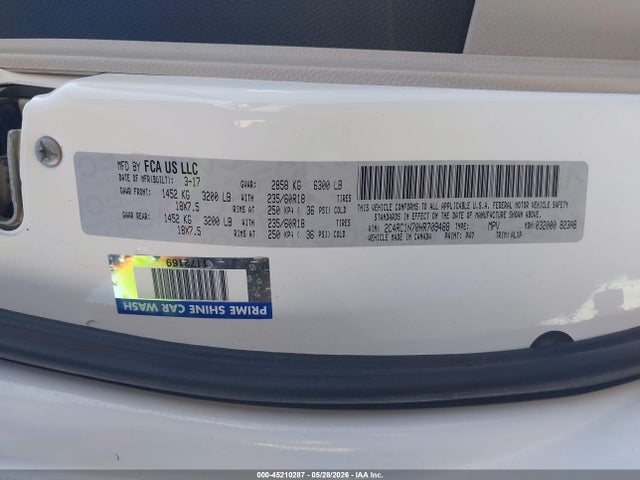 Aukcja sprzedaży 2017 Chrysler Pacifica Hybrid Platinum, vin: 2C4RC1N70HR709488, numer aukcji: 45210287