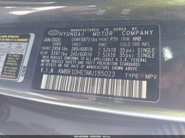 Aukcja sprzedaży 2021 Hyundai Palisade Se, vin: KM8R1DHE5MU185023, numer aukcji: 45210300