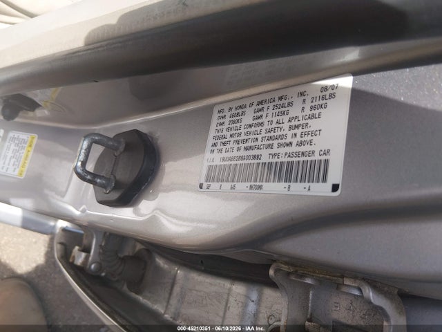 Aukcja sprzedaży 2008 Acura Tl 3.2, vin: 19UUA66288A003892, numer aukcji: 45210351