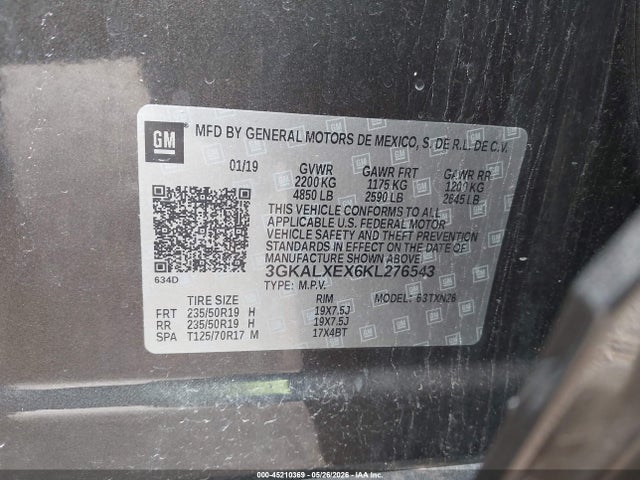 45210369 :رقم المزاد ، 3GKALXEX6KL276543 vin ، 2019 Gmc Terrain Denali مزاد بيع