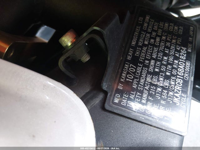 45210412 :رقم المزاد ، JKAZRCB168A018264 vin ، 2008 Kawasaki Zr1000 B مزاد بيع