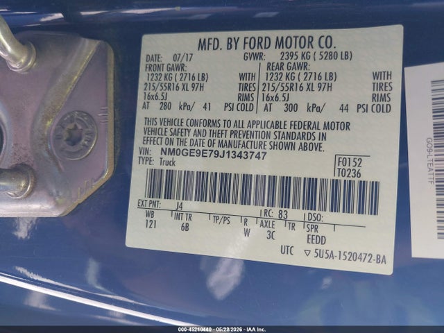 Aukcja sprzedaży 2018 Ford Transit Connect Xl, vin: NM0GE9E79J1343747, numer aukcji: 45210440