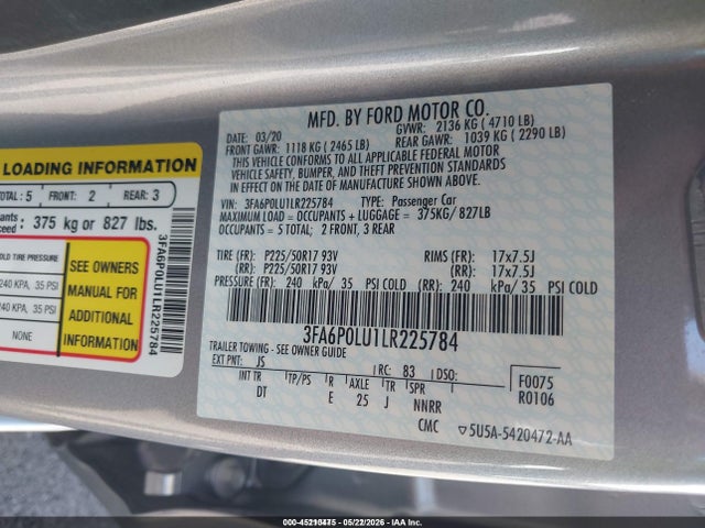 Ford Fusion Hybrid Se 2020 3FA6P0LU1LR225784 Image 9