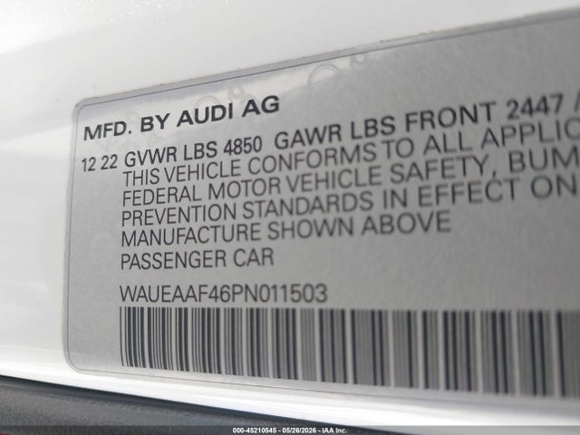 WAUEAAF46PN011503 Audi A4 Premium Plus 45 Tfsi S Line Quattro S Tronic