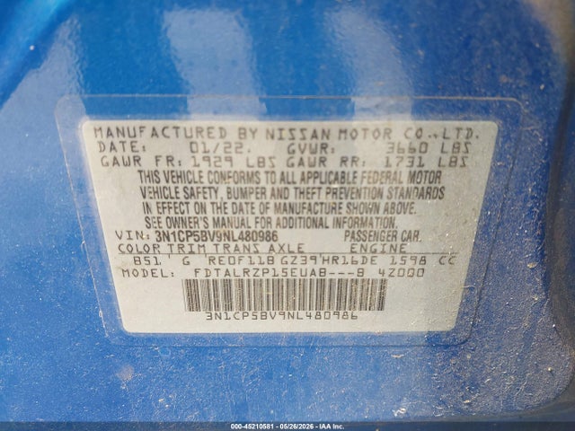 Nissan Kicks S Xtronic Cvt 2022 3N1CP5BV9NL480986 Image 9