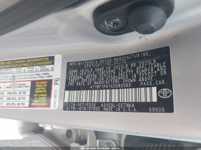 Продажа на аукционе авто 2012 Toyota Camry Le, vin: 4T1BF1FK1CU582060, номер лота: 45210589