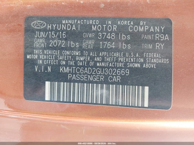 Продаж на аукціоні авто 2016 Hyundai Veloster, vin: KMHTC6AD2GU302669, номер лоту: 45210598