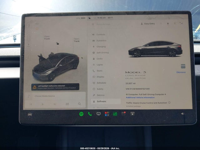 2025 Tesla Model 3 Long Range All-wheel Drive მანქანა იყიდება აუქციონზე, vin: 5YJ3E1EB9SF927291, აუქციონის ნომერი: 45210635