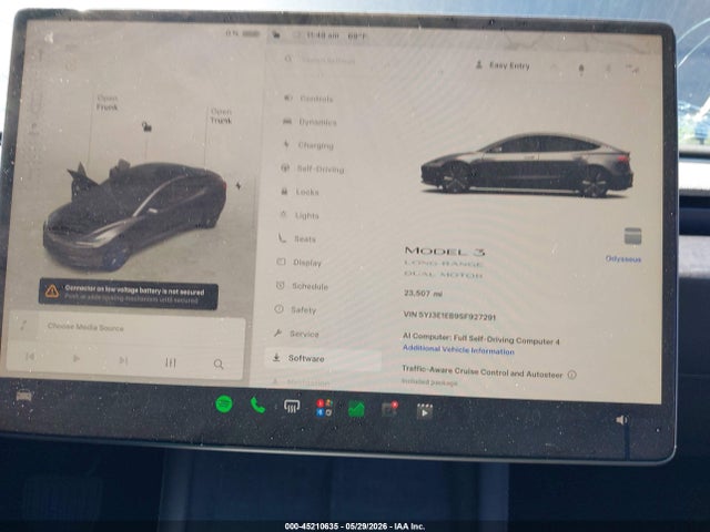 2025 Tesla Model 3 Long Range All-wheel Drive მანქანა იყიდება აუქციონზე, vin: 5YJ3E1EB9SF927291, აუქციონის ნომერი: 45210635