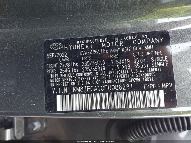 Aukcja sprzedaży 2023 Hyundai Tucson Hybrid Limited, vin: KM8JECA10PU086231, numer aukcji: 45210646