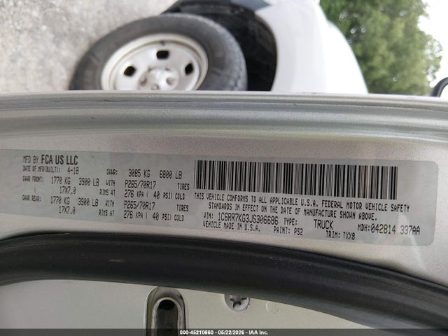 Продаж на аукціоні авто 2018 Ram 1500 Tradesman  4x4 5'7 Box, vin: 1C6RR7KG3JS306686, номер лоту: 45210660