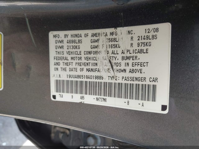 Aukcja sprzedaży 2009 Acura Tl 3.5, vin: 19UUA86519A019889, numer aukcji: 45210739