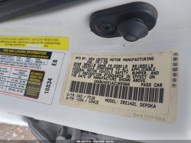 Aukcja sprzedaży 2010 Toyota Corolla Le, vin: 1NXBU4EE1AZ185366, numer aukcji: 45210742