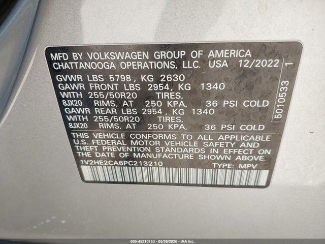 Aukcja sprzedaży 2023 Volkswagen Atlas Cross Sport 3.6l V6 Se W/technology, vin: 1V2HE2CA6PC213210, numer aukcji: 45210753