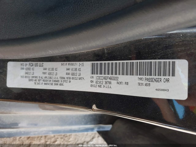 Продажа на аукционе авто 2015 Chrysler 200 Limited, vin: 1C3CCCAB2FN663222, номер лота: 45210772